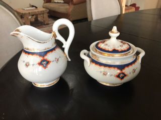 Antique Old Paris Porcelain Cream And Sugar Bowl