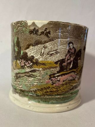 Antique Staffordshire Transfer Ware Pearlware Hunting Child 