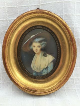 French Miniature Painting,  19th Century - Upper Class Young Lady