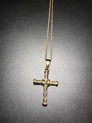Vintage Milor 18k Gold Cross With Chain