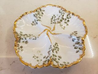 Antique French Limoges 5 Well Oyster Plate.  C.  1891 - 1900.  A.  Lanternier