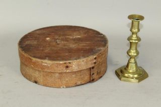 Rare Early 19th C Large Sized Round Shaker Style Pantry Box In Grungy Old Patina