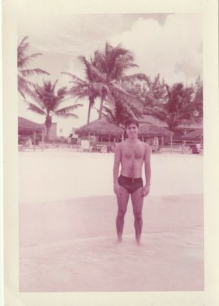 Vintage Photograph,  Good Looking Shirtless Young Man At Beach,  Gay Interest
