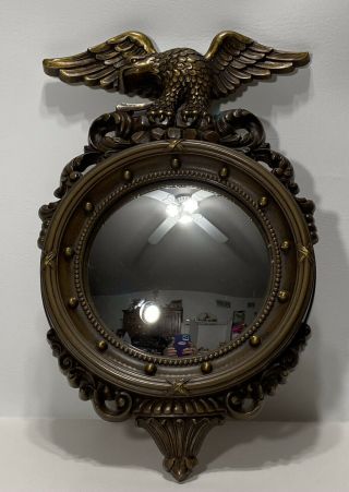 Vintage American Eagle Dart Ind Usa Federal Style Convex Porthole Round Mirror