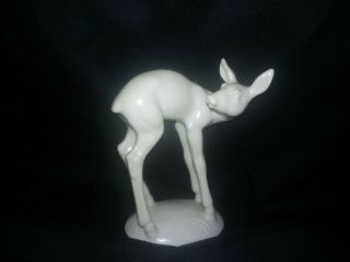 Elegant White Deer Royal Vienna Wien Austria Porcelain Figurine 4 1/2 " X3 "
