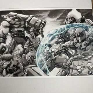 Magneto Juggernaut Pyro X - Men Villains Art Print Signed Eddie Nunez 11” X 17”