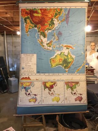 Vintage Nystrom Pull Down Map Southeast Asia & Australia