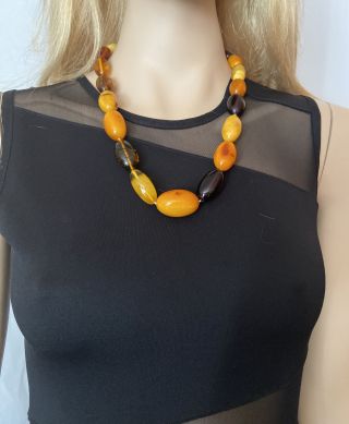 Vintage Real large multicolor Natural baltic amber beads necklace 89 Gr 2