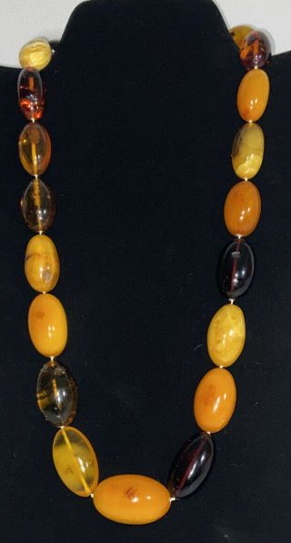 Vintage Real large multicolor Natural baltic amber beads necklace 89 Gr 4