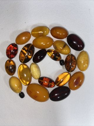Vintage Real large multicolor Natural baltic amber beads necklace 89 Gr 5