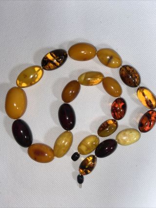 Vintage Real large multicolor Natural baltic amber beads necklace 89 Gr 6