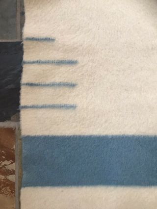 TWO Vintage 3.  5 point Hudson Bay Blankets,  Sky Blue Stripe,  Some Flaws 2