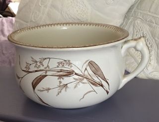 Aesthetic Antique Brown Transferware Ironstone Chamber Pot Summertime Tr Boote