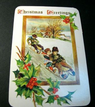 Old Post Cards.  A Happy Christmas.  Sledding.  Pb19