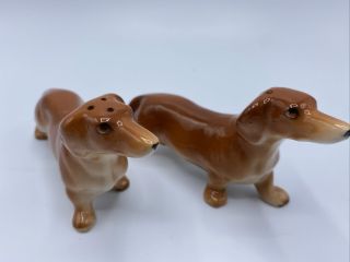 2 Pc.  Set Vintage Victoria Ceramics Dachshund Puppy Dogs Salt & Pepper Shakers