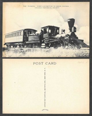 Old Postcard - Chicago,  Illinois - The Pioneer Railroad Train,  Locomotive