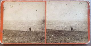 1870s Waupaca Wisconsin Stereoview Birdseye View Of Town By Perkins