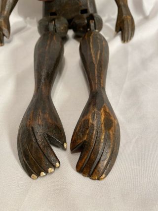 RARE Vintage Wooden Hand Carved Bellboy Organ Grinder Monkey Shelf Sitter 3