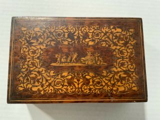 Antique Inlaid Wood Jewelry Box,  Made In Sorento,  Italy