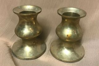 Vintage Matched Pair Small Brass Candlesticks Holders Taper