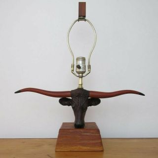 Vintage Brandt Ranch Oak Longhorn Lamp