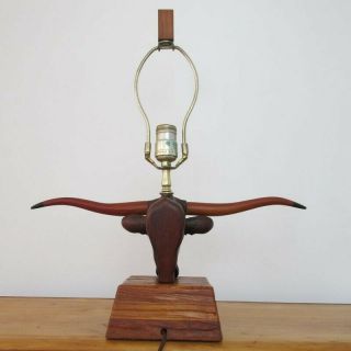 Vintage Brandt Ranch Oak Longhorn Lamp 3