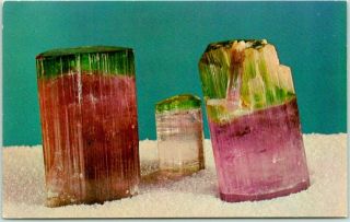 Vintage Postcard " Tourmaline Crystals From The Himalaya Mine,  Mesa Grande Ca "