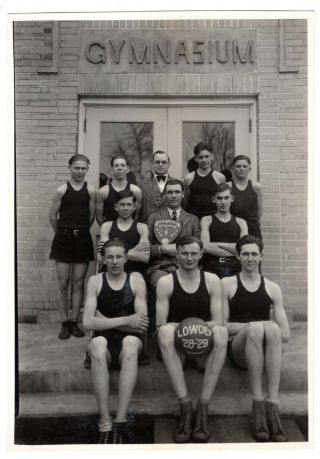 1928 1929 Boys High School Basketball Team Lowden Ia Iowa Vintage Photo