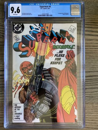 Superman 4 Cgc 9.  6 Nm,  White Page 1st Appearance Bloodsport Suicide Squad 1987