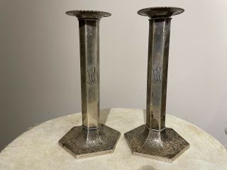 Vintage Roger Williams Silver Co.  Set Of Two Sterling Silver Candlesticks