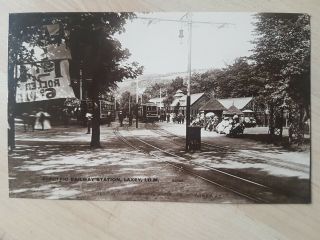 Electric Railway Station,  Laxey,  Old Trams.  Vintage Real Photo Postcard