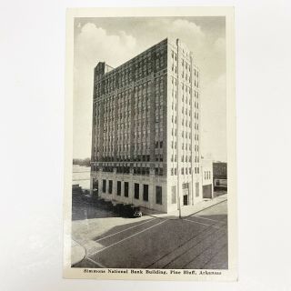 Vintage Simmons National Bank Building,  Pine Bluff,  Arkansas Card Postcard