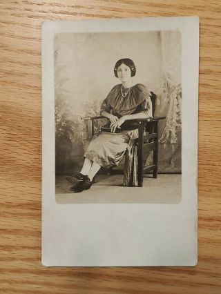 Vintage Real Photo Azo Postcard,  African American Woman In Chair; 0232