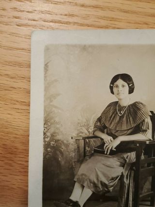 Vintage Real Photo AZO Postcard,  African American Woman in Chair; 0232 2