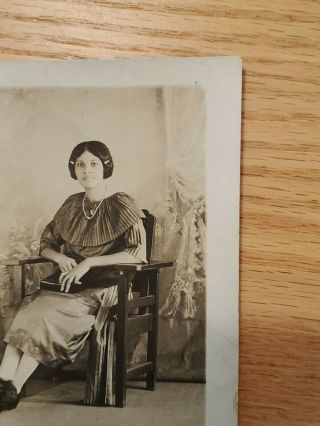 Vintage Real Photo AZO Postcard,  African American Woman in Chair; 0232 3