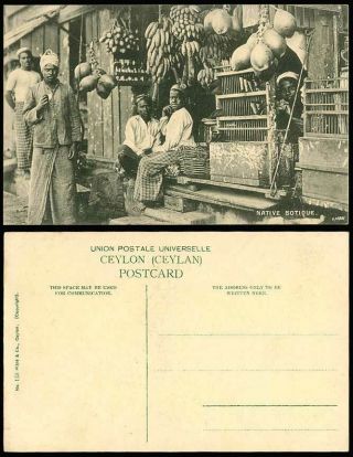 Ceylon Old Postcard Native Boutique Botique Fruits Fruit Shop Banana Etc Colombo