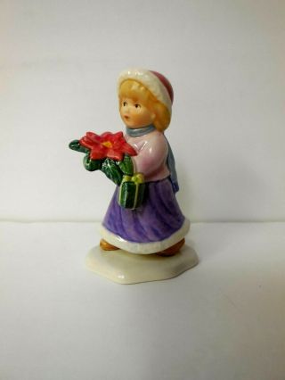 Goebel Lore Christmas Figurine Girl W/ Bouquet Poinsettia W.  Germany 113613
