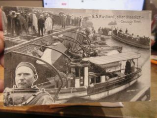 Vintage Old Postcard Illinois Chicago River Ss Eastland Ship Disaster Capsized