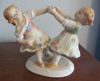 Karl Ens Porcelain Figurine Of Young Dancing Girls,  Made In Germany
