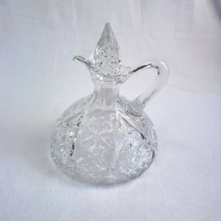 Vintage Embossed Crystal Glass Decanter Wine Cruet Bottle With Handle Stopper