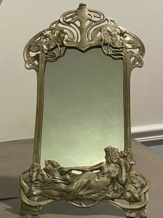 Stamped Wmf - Art Nouveau Vanity Toilet Mirror Woman 1900 