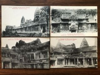4 X Southeast Asia Old Postcard Angkor Wat Building Voyage Kyhmers
