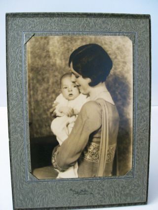1929 Mother Baby Antique Art Deco/nouveau Dress Large 7x9 Photo Lewiston,  Maine