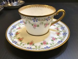 Antique French M.  Redon France Limoges Hand Painted Coffee Cup & Saucer Mr