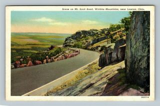 Mount Scott Road Wichita Mountains Vintage Lawton Oklahoma Postcard