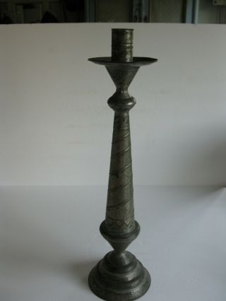 Vintage Tall Punched Tin Candlestick Folk Art Decor Mexico Candle Stick Holder