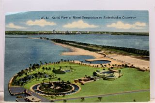Florida Fl Miami Rickenbacker Causeway Miami Seaquarium Aerial Postcard Old View