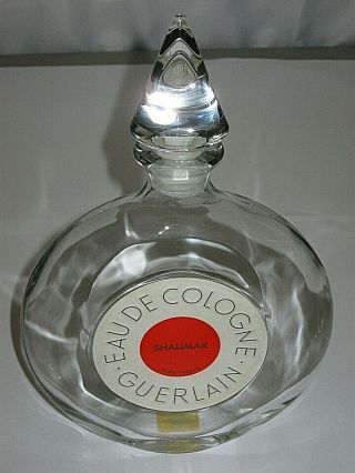 Vintage Guerlain Shalimar Cologne Perfume Bottle 16 Oz 1960s Open/empty - 9 3/4 "