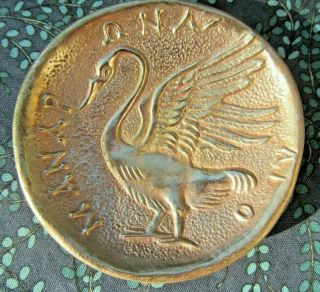 French Bronze Max Le Verrier Round Tray Antique Coin Swan