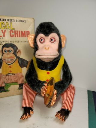 VINTAGE BATTERY OPERATED JAPAN TOY W/ BOX MUSICAL JOLLY CHIMP MONKEY C.  K. 2